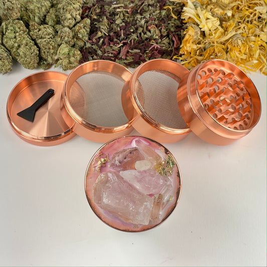 Luxe Rose Quartz Ametrine Crystal Grinder