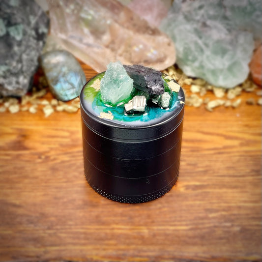 Luxe Tourmaline Aquamarine Crystal Grinder