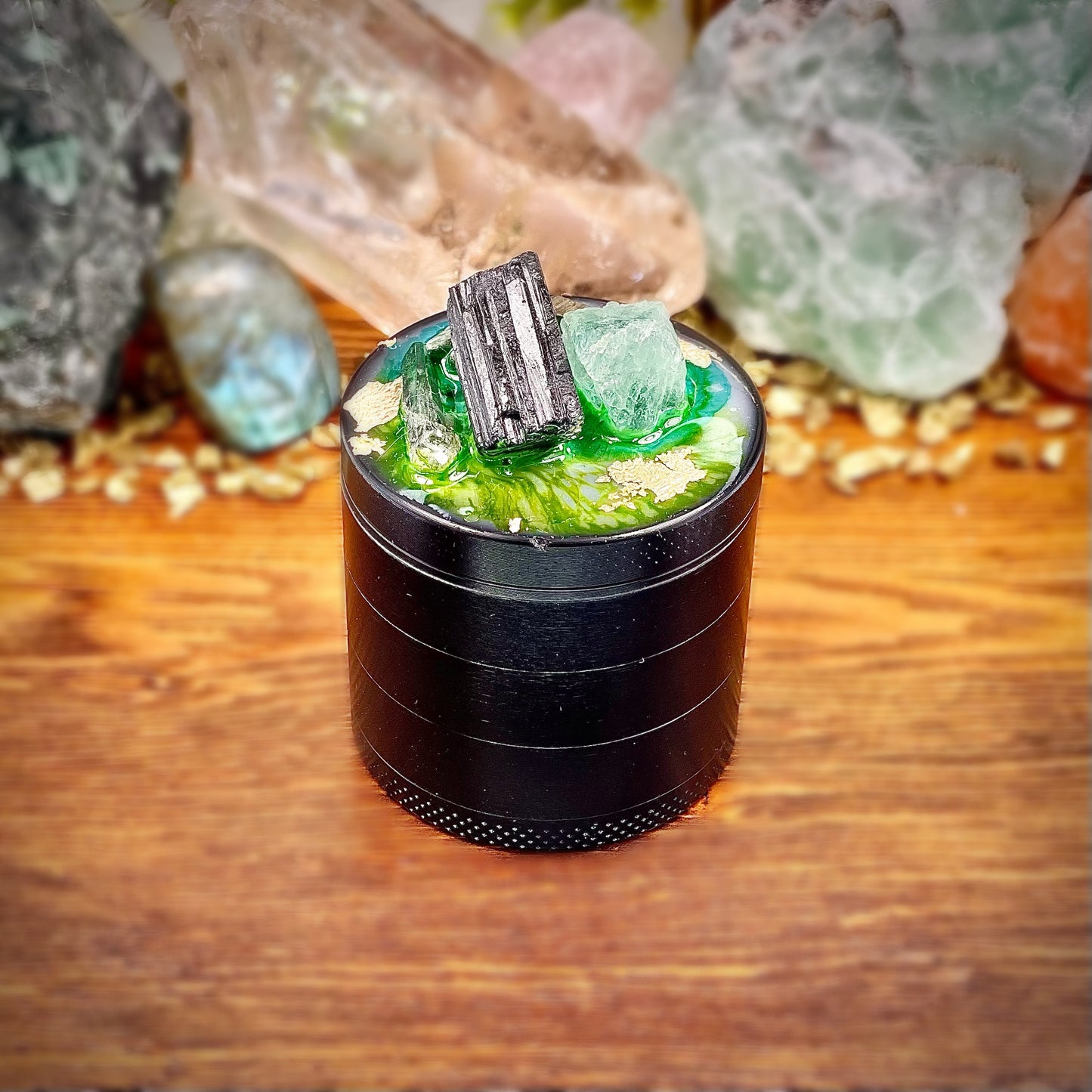 Luxe Tourmaline Aquamarine Crystal Grinder