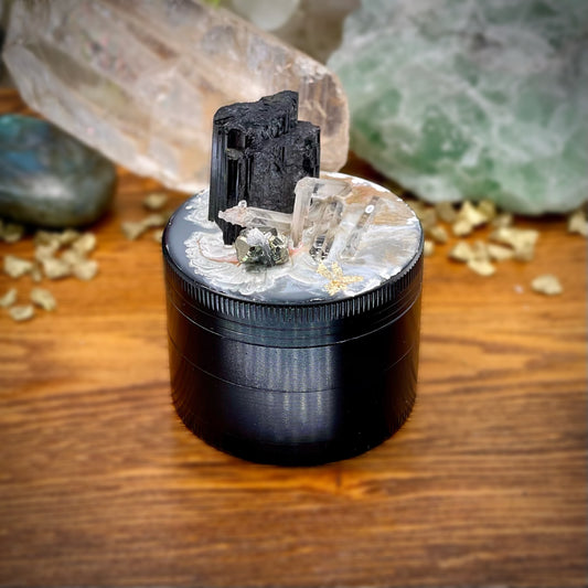 Luxe Tourmaline Pyrite Crystal Grinder