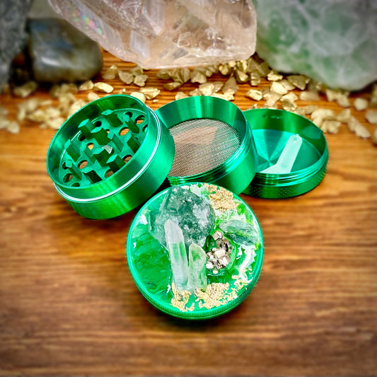 Mini Luxe Green Fluorite Crystal Grinder