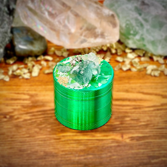 Mini Luxe Green Fluorite Crystal Grinder