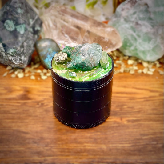 Luxe Green Fluorite Aventurine Crystal Grinder