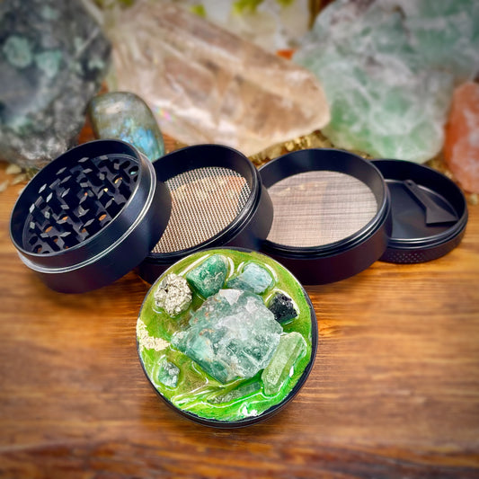 Luxe Green Fluorite Aventurine Crystal Grinder