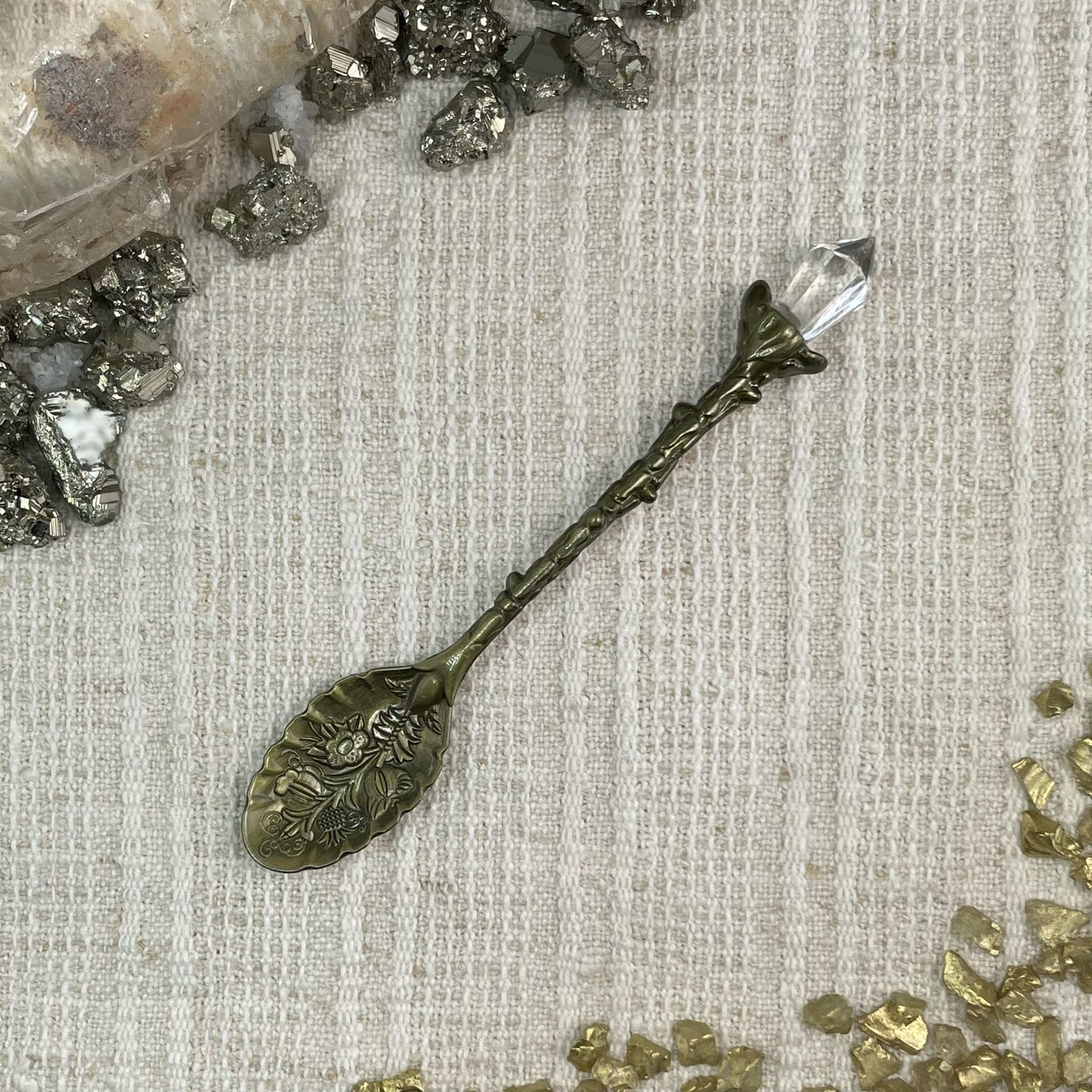 Brass Crystal Tea Spoon